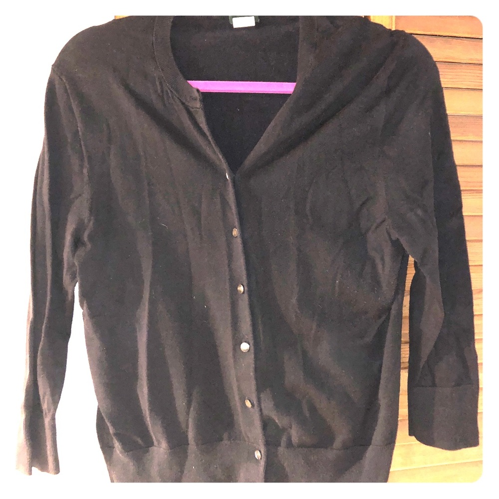 J. Crew Classic Black Buttoned Cardigan